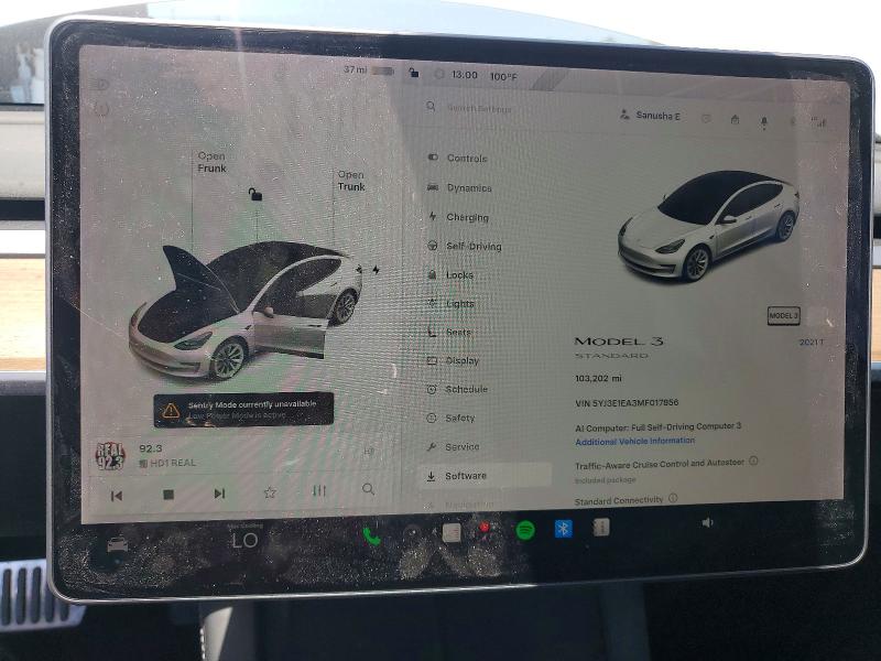 Photo 9 from auction – 2021 TESLA MODEL 3 with VIN 5YJ3E1EA3MF017856