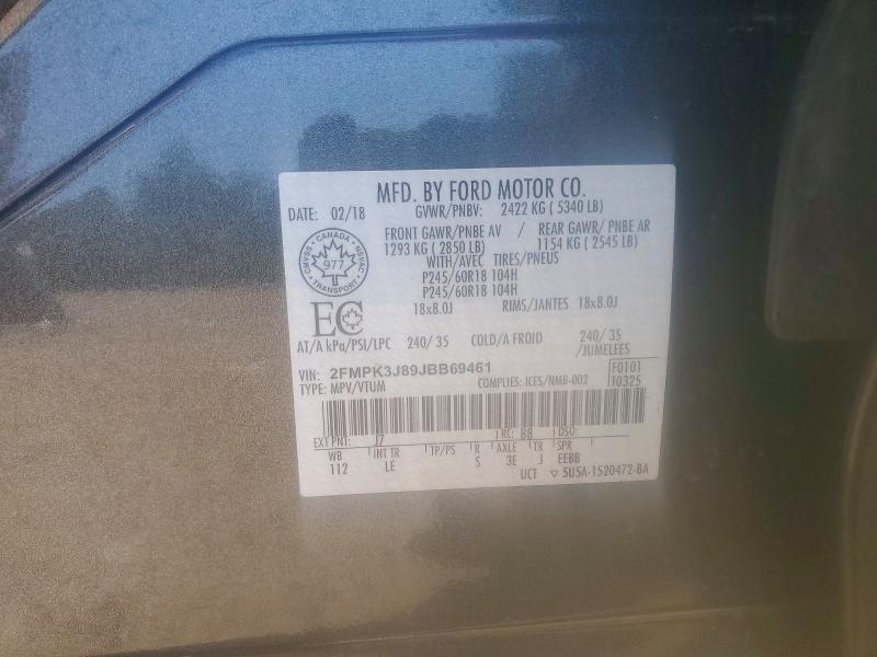 Photo 14 from auction – 2018 FORD EDGE with VIN 2FMPK3J89JBB69461