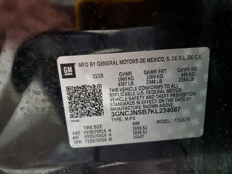 Photo 14 from auction – 2019 CHEVROLET TRAX with VIN 3GNCJNSB7KL234087