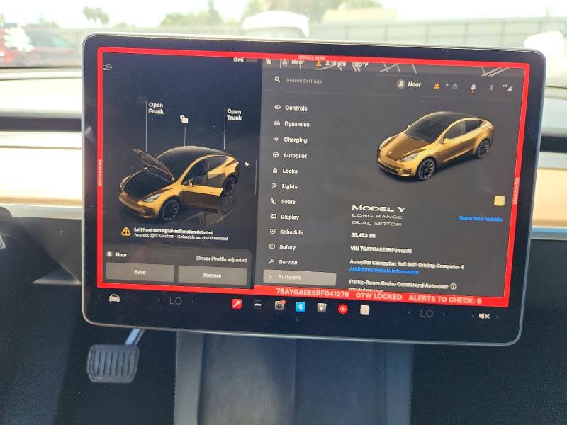 Снимка 9 от търг – 2024 TESLA MODEL Y с VIN 7SAYGAEE5RF041279