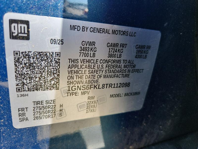 Photo 14 from auction – 2026 CHEVROLET SUBURBAN with VIN 1GNS6FKL8TR112098