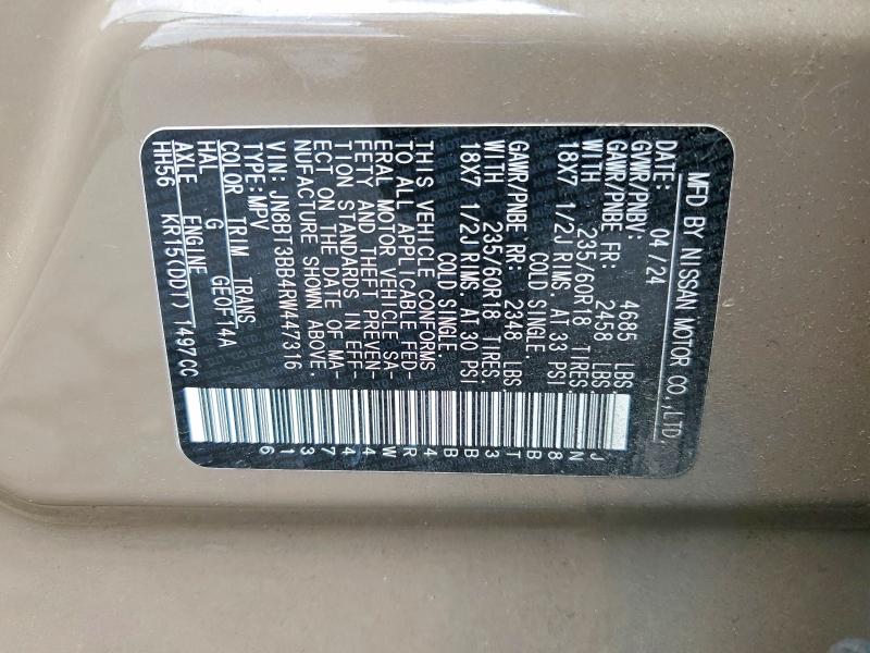 Photo 14 from auction – 2024 NISSAN ROGUE with VIN JN8BT3BB4RW447316