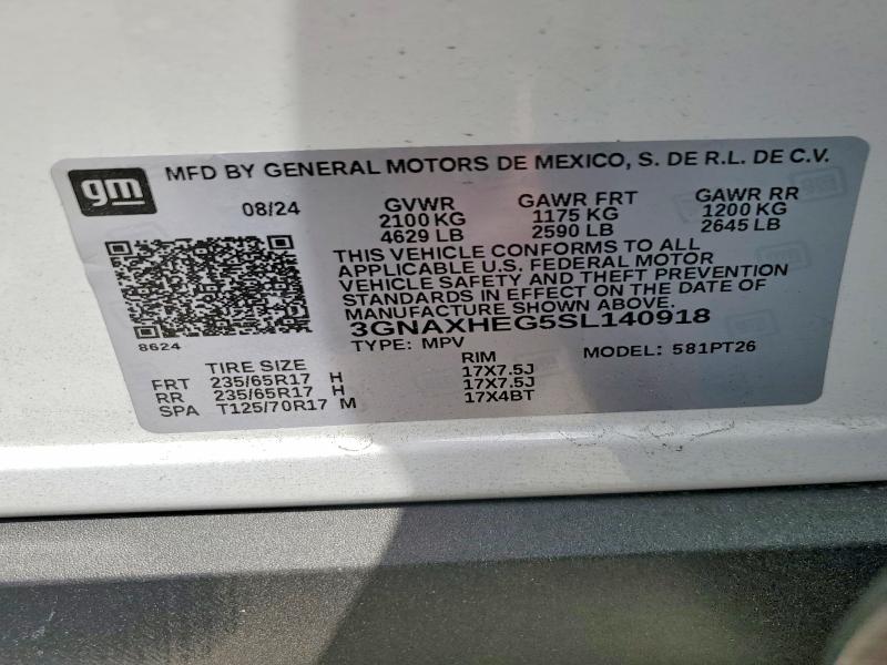 Photo 14 from auction – 2025 CHEVROLET EQUINOX with VIN 3GNAXHEG5SL140918