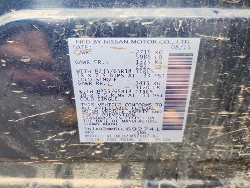 Photo 14 from auction – 2015 NISSAN PATHFINDER with VIN 5N1AR2MM6FC692741
