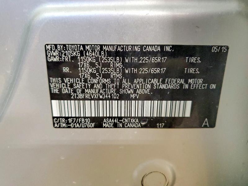 Photo 14 from auction – 2015 TOYOTA RAV4 with VIN 2T3BFREVXFW344102