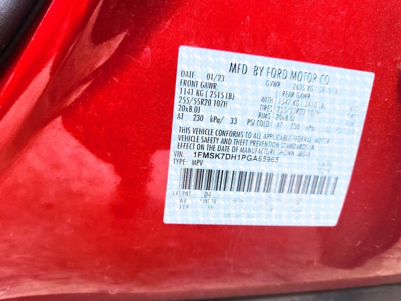 Photo 14 from auction – 2023 FORD EXPLORER with VIN 1FMSK7DH1PGA65965
