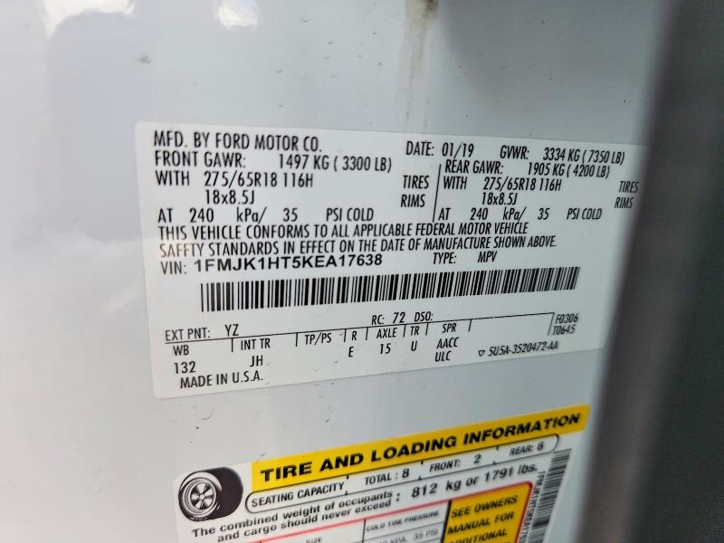 Photo 14 from auction – 2019 FORD EXPEDITION with VIN 1FMJK1HT5KEA17638