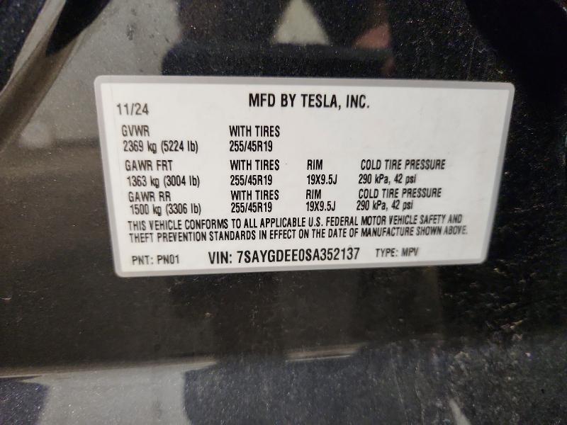 Photo 14 from auction – 2025 TESLA MODEL Y with VIN 7SAYGDEE0SA352137
