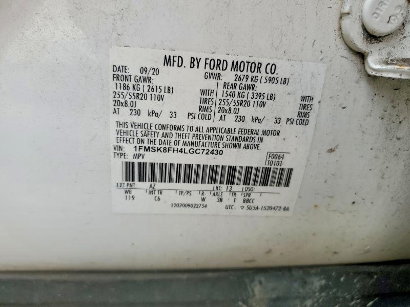 Photo 14 from auction – 2020 FORD EXPLORER with VIN 1FMSK8FH4LGC72430