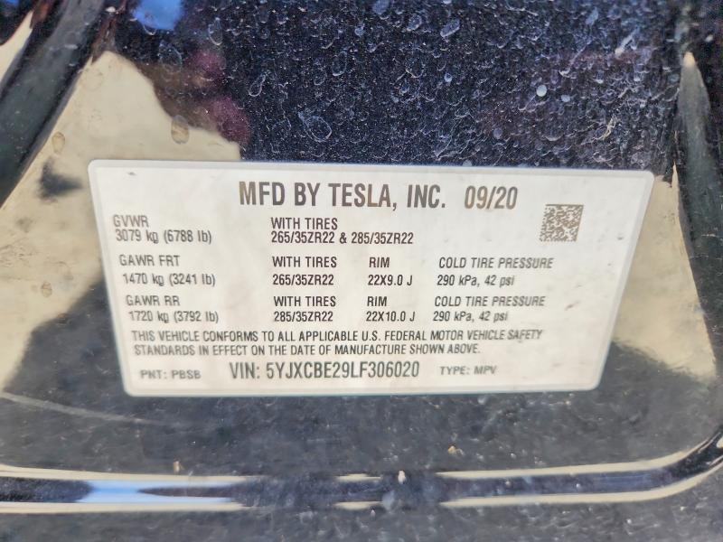 Photo 14 from auction – 2020 TESLA MODEL X with VIN 5YJXCBE29LF306020