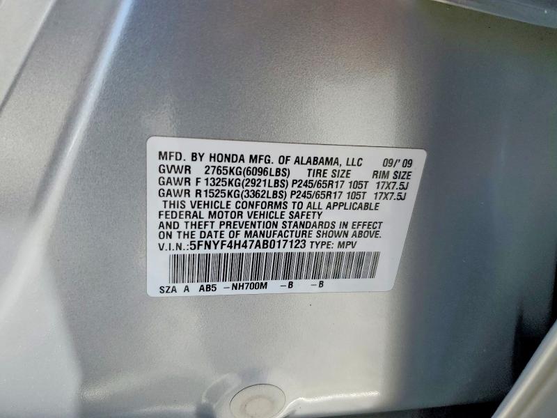 Photo 14 from auction – 2010 HONDA PILOT with VIN 5FNYF4H47AB017123