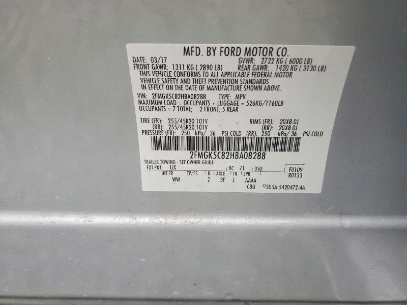 Photo 14 from auction – 2017 FORD FLEX with VIN 2FMGK5C82HBA08288