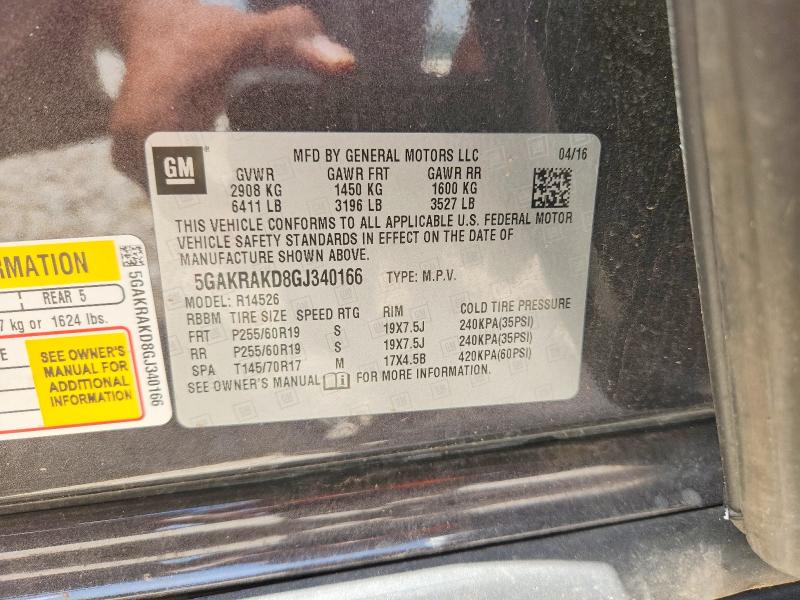 Photo 14 from auction – 2016 BUICK ENCLAVE with VIN 5GAKRAKD8GJ340166