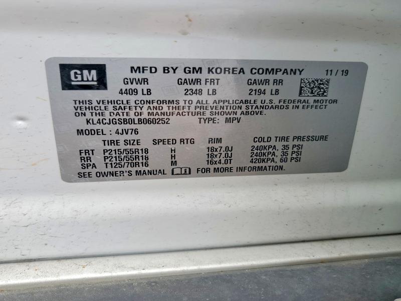 Photo 14 from auction – 2020 BUICK ENCORE with VIN KL4CJGSB0LB060252