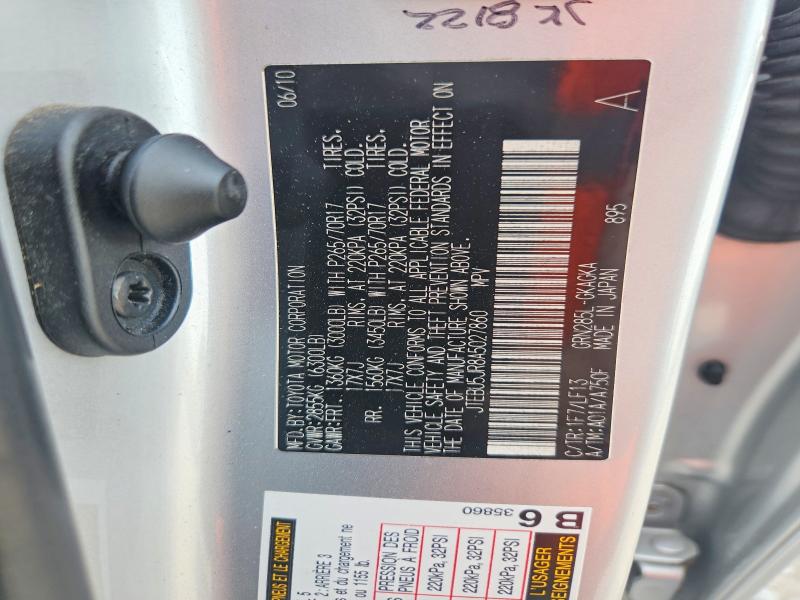 Photo 14 from auction – 2010 TOYOTA 4RUNNER with VIN JTEBU5JR8A5027860
