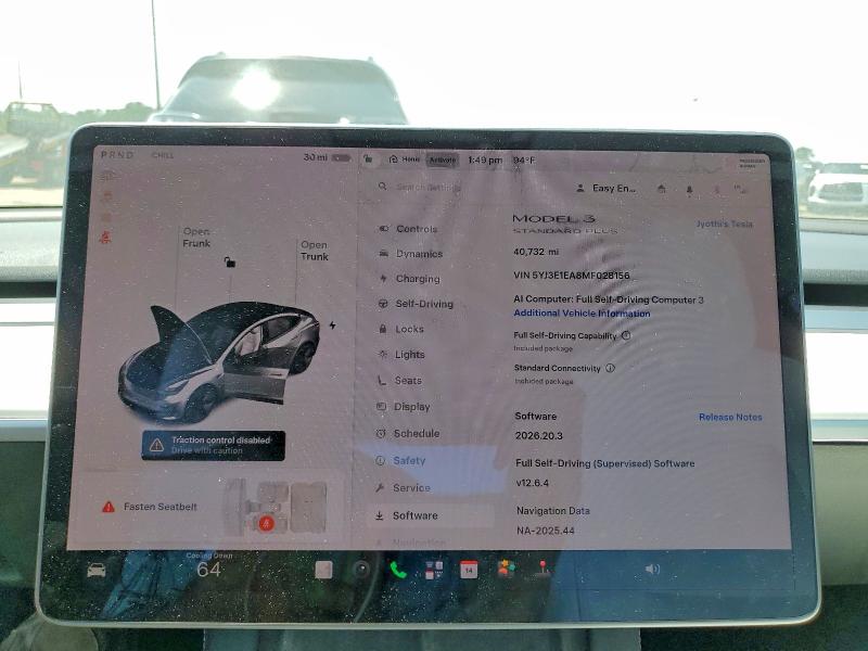 Photo 9 from auction – 2021 TESLA MODEL 3 with VIN 5YJ3E1EA8MF028156