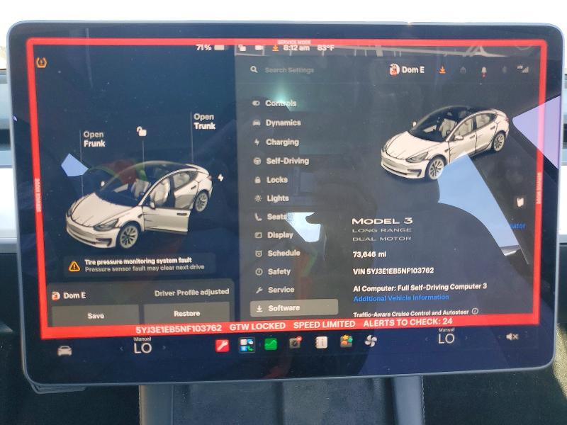 Photo 9 from auction – 2022 TESLA MODEL 3 with VIN 5YJ3E1EB5NF103762