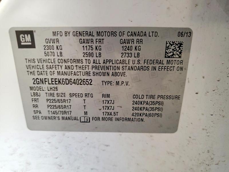 Photo 14 from auction – 2013 CHEVROLET EQUINOX with VIN 2GNFLEEK6D6402652