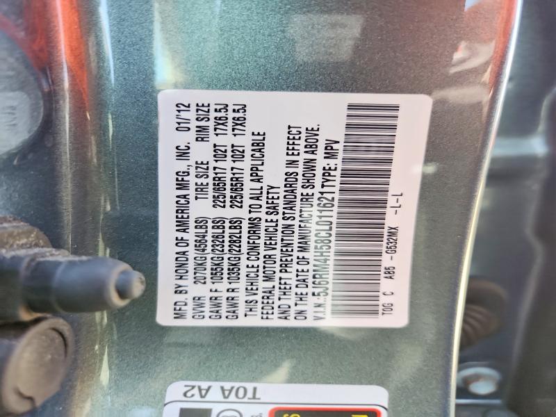 Photo 14 from auction – 2012 HONDA CR-V with VIN 5J6RM4H58CL011621