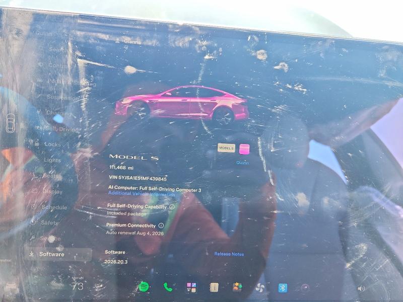 Photo 9 from auction – 2021 TESLA MODEL S with VIN 5YJSA1E51MF439845
