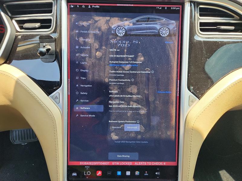 Photo 9 from auction – 2015 TESLA MODEL S with VIN 5YJSA1E23FF104837