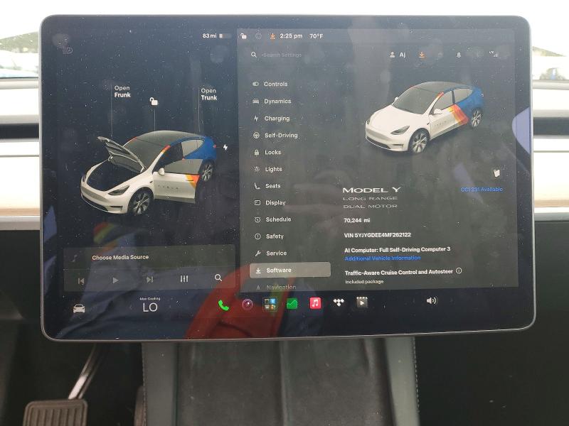 Photo 9 from auction – 2021 TESLA MODEL Y with VIN 5YJYGDEE4MF262122