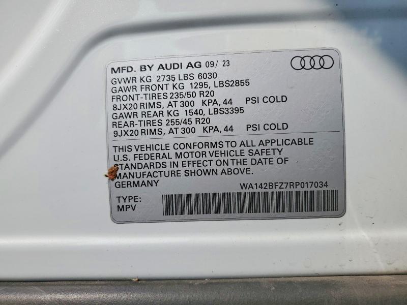 Photo 14 from auction – 2024 AUDI Q4 E-TRON with VIN WA142BFZ7RP017034