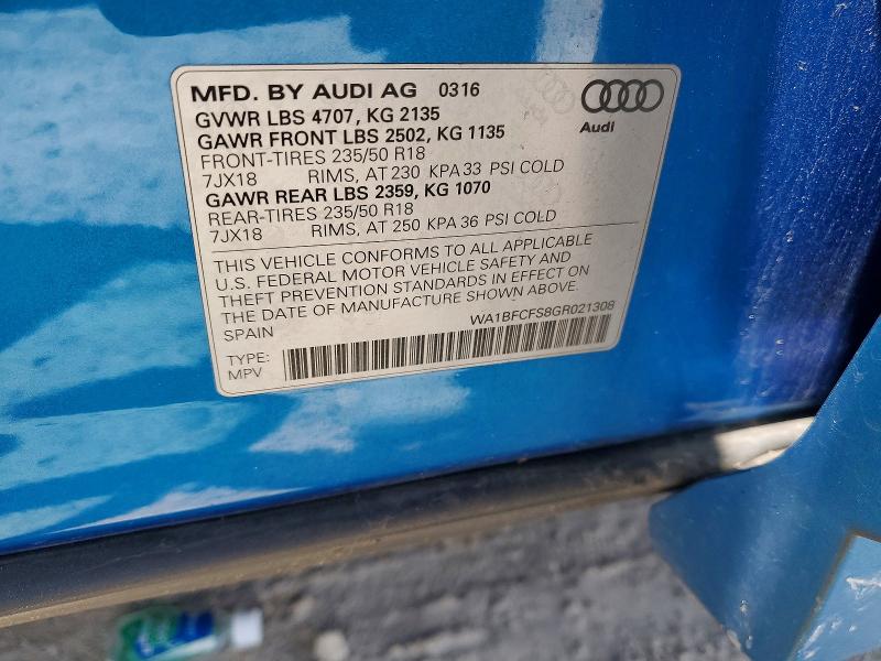 Photo 14 from auction – 2016 AUDI Q3 with VIN WA1BFCFS8GR021308