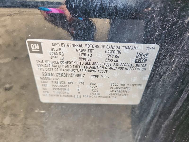 Photo 14 from auction – 2017 CHEVROLET EQUINOX with VIN 2GNALCEK8H1554997
