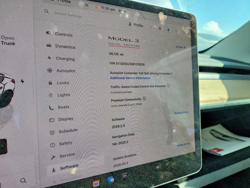 Photo 9 from auction – 2022 TESLA MODEL 3 with VIN 5YJ3E1ECXNF231939
