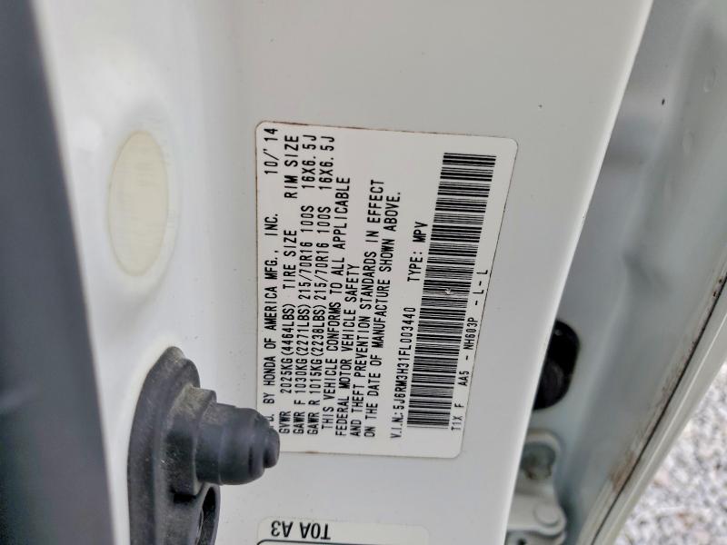Photo 14 from auction – 2015 HONDA CR-V with VIN 5J6RM3H31FL003440