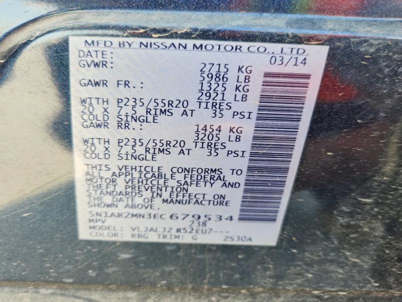 Foto 14 de la subasta – 2014 NISSAN PATHFINDER con VIN 5N1AR2MN3EC679534