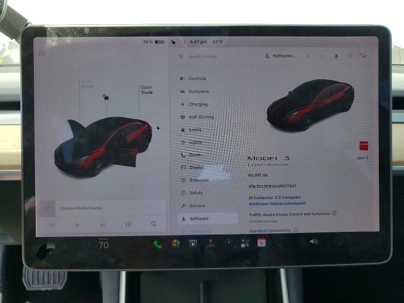 Photo 9 from auction – 2018 TESLA MODEL 3 with VIN 5YJ3E1EAXJF077337