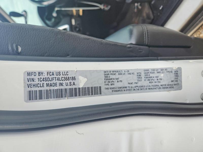 Photo 14 from auction – 2020 DODGE DURANGO with VIN 1C4SDJFT4LC368186