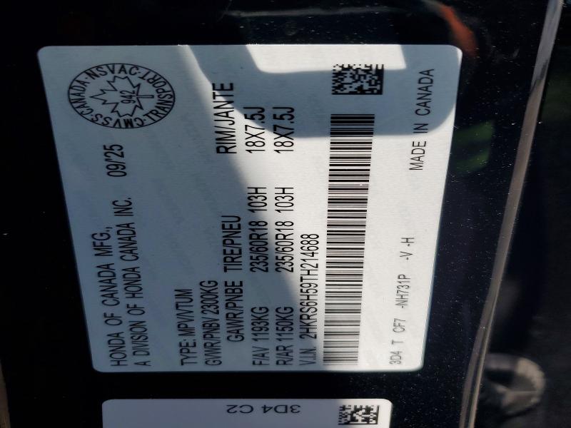Photo 14 from auction – 2026 HONDA CR-V with VIN 2HKRS6H59TH214688