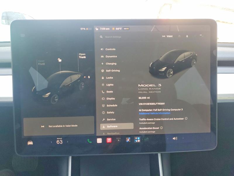 Photo 9 from auction – 2020 TESLA MODEL 3 with VIN 5YJ3E1EB5LF795891