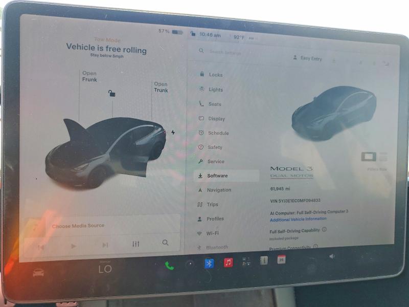 Photo 9 from auction – 2021 TESLA MODEL 3 with VIN 5YJ3E1EC0MF094833