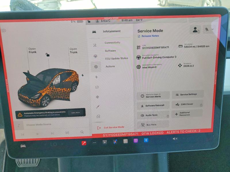 Photo 9 from auction – 2021 TESLA MODEL Y with VIN 5YJYGDEE0MF195471