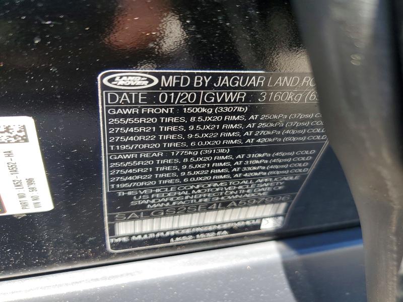 Photo 14 from auction – 2020 LAND ROVER RANGE ROVER with VIN SALGS2SE4LA597996
