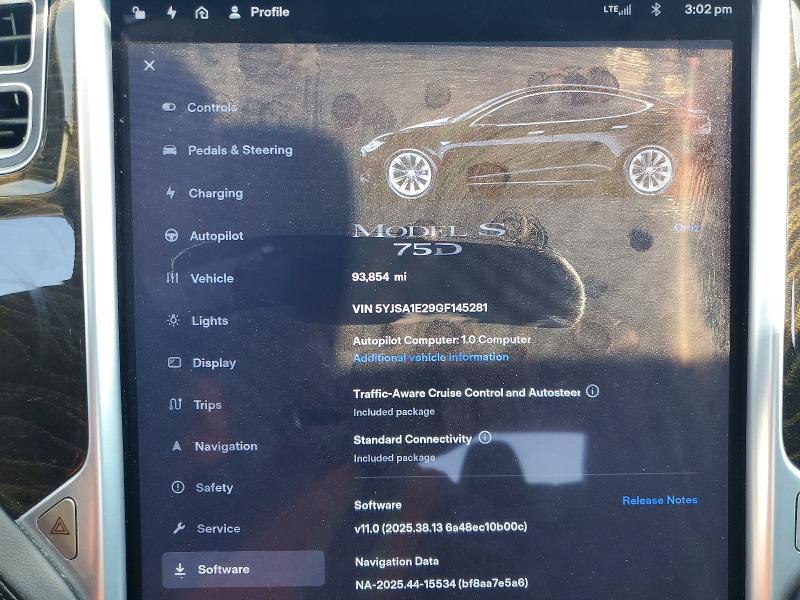 Photo 9 from auction – 2016 TESLA MODEL S with VIN 5YJSA1E29GF145281