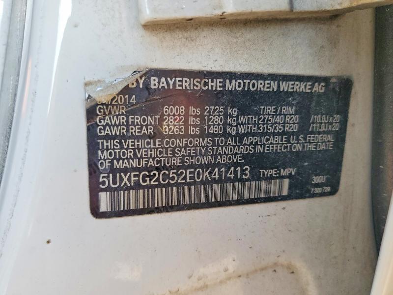 Photo 14 from auction – 2014 BMW X6 with VIN 5UXFG2C52E0K41413