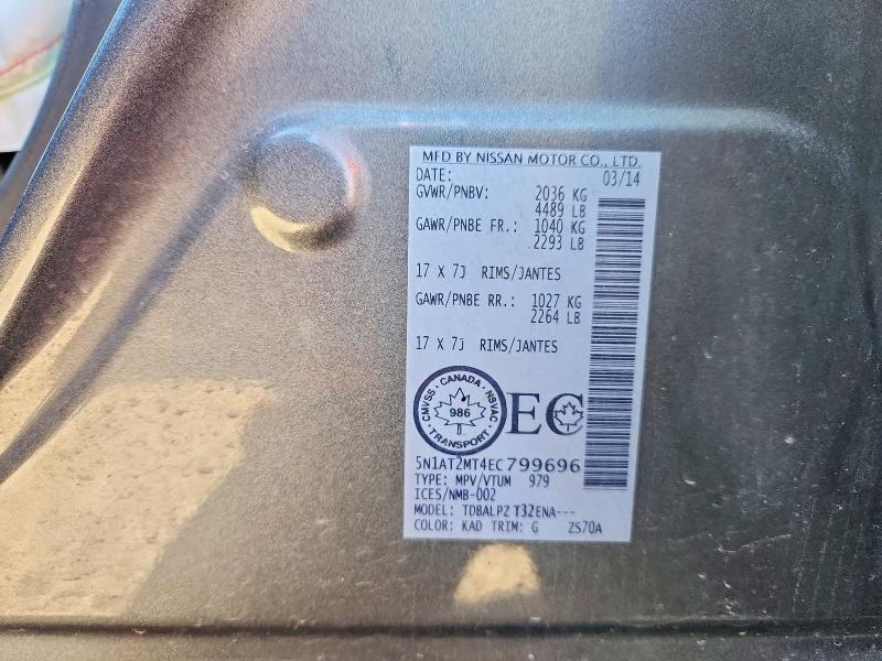 Photo 14 from auction – 2014 NISSAN ROGUE with VIN 5N1AT2MT4EC799696