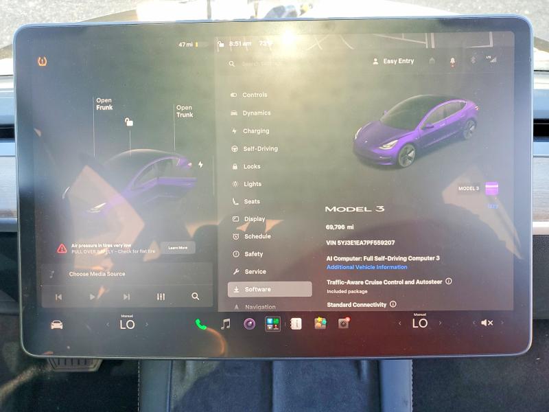 Photo 9 from auction – 2023 TESLA MODEL 3 with VIN 5YJ3E1EA7PF559207