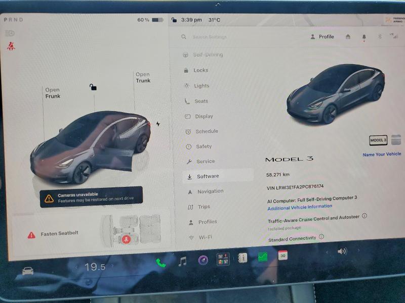 Photo 9 from auction – 2023 TESLA MODEL 3 with VIN LRW3E1FA2PC876174
