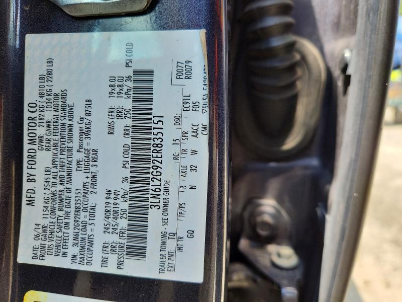 Photo 10 from auction – 2014 LINCOLN MKZ with VIN 3LN6L2G92ER835151