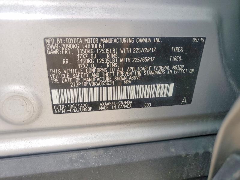 Photo 14 from auction – 2019 TOYOTA RAV4 with VIN 2T3P1RFV9KW055631