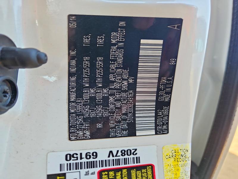 Photo 14 from auction – 2014 TOYOTA SIENNA with VIN 5TDYK3DC6ES491634