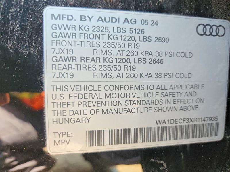 Photo 14 from auction – 2024 AUDI Q3 with VIN WA1DECF3XR1147935