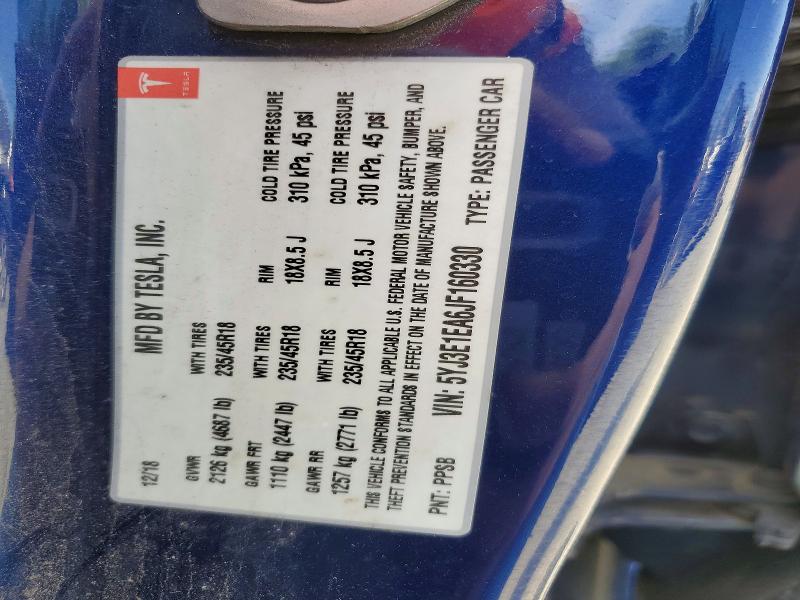 Photo 14 from auction – 2018 TESLA MODEL 3 with VIN 5YJ3E1EA6JF160330