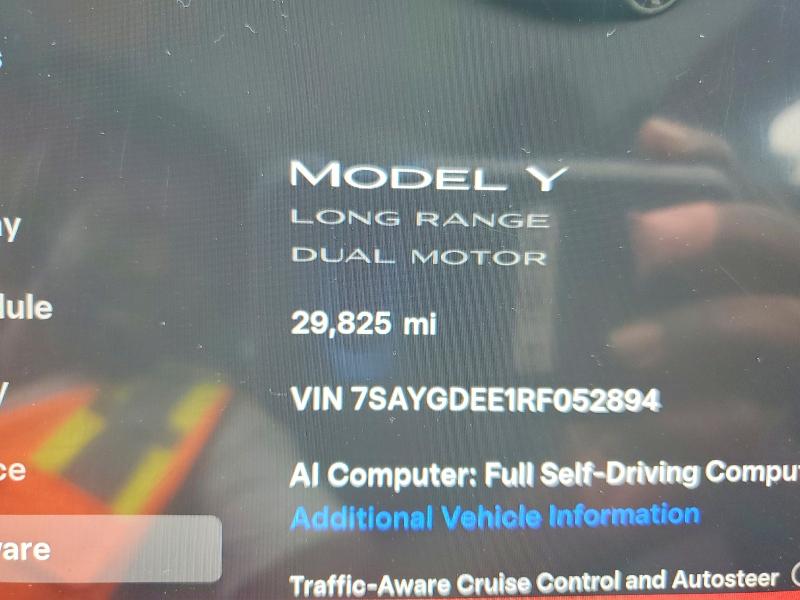 Photo 9 from auction – 2024 TESLA MODEL Y with VIN 7SAYGDEE1RF052894